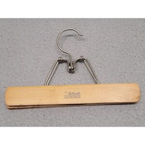 Vintage Setwell Wood Pants Hanger Clamp Skirt Trouser Brown Metal Non Slip Felt